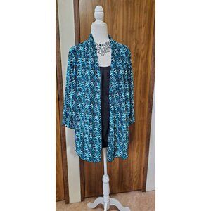 WHITE STAG BLOUSE BLUE  3/4 SLEEVE POLYESTER  SIZE 2X